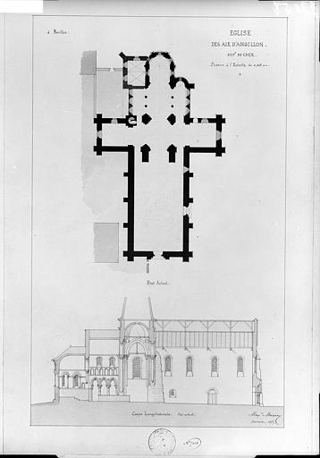 Plan général et coupe longitudinale (état actuel)