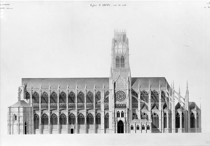 Reconstruction de la façade ouest : Plan légendé de l'église (état actuel)