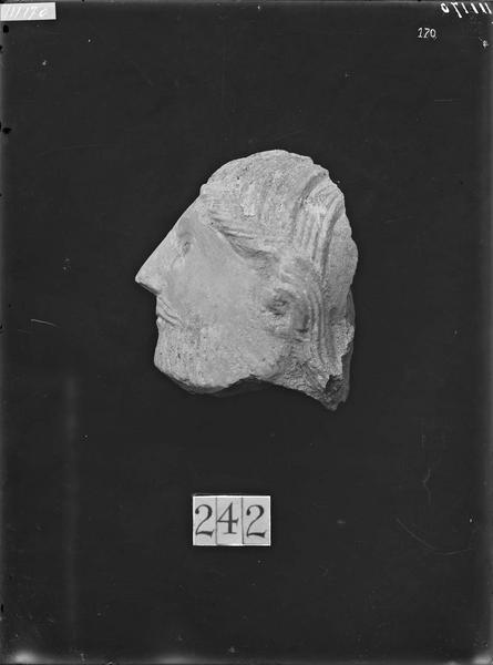 Fouille de Cluny, fragment de sculpture, tête (242)