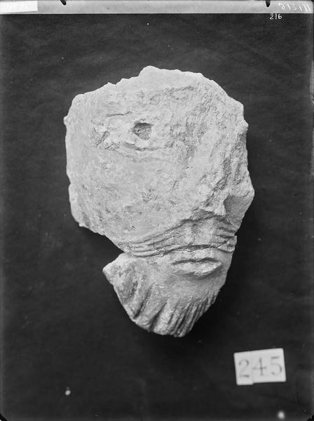 Fouille de Cluny, fragment de sculpture, tête du grand portail  (245)