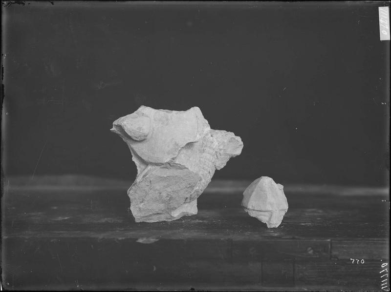 Fouille de Cluny, fragment de sculpture, guerrier au quart de leur  dimension