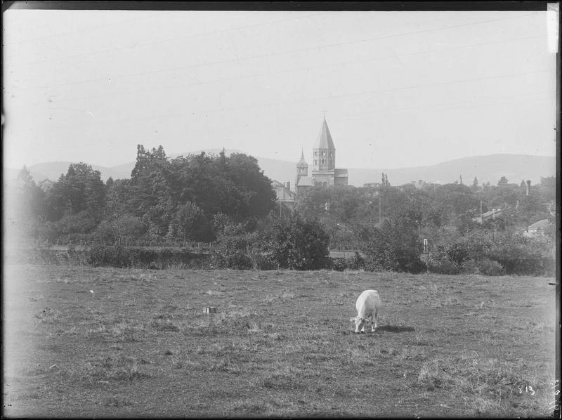 Fouille de Cluny, vue générale de l'abbaye de l'est