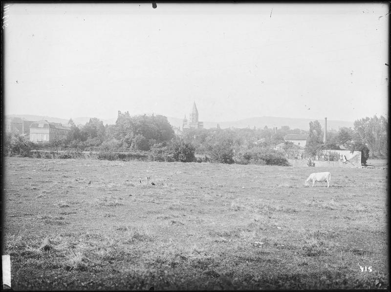 Fouille de Cluny, vue générale de l'abbaye de l'est