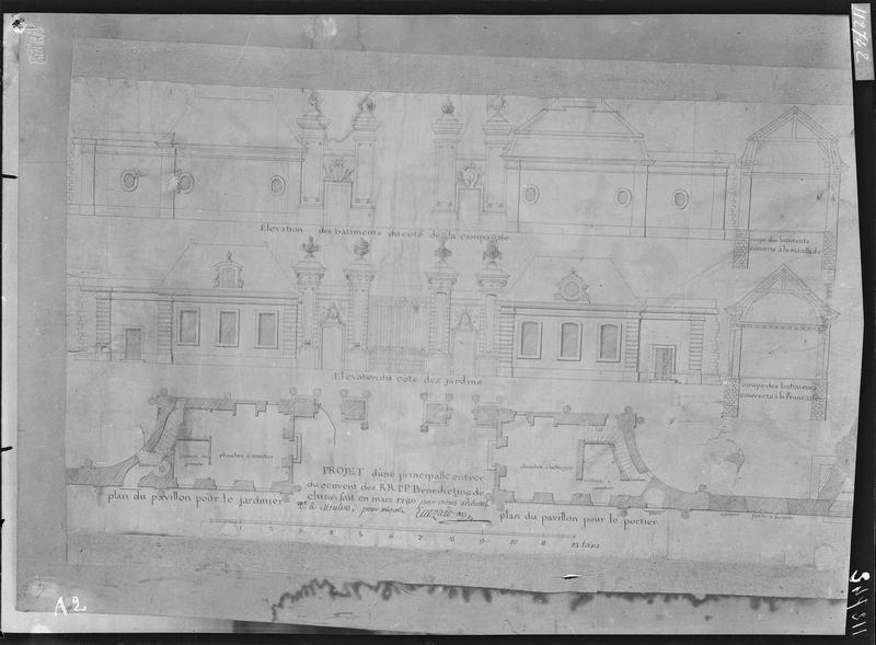 Fouille de Cluny, projet d'entrée de l'abbaye en 1780