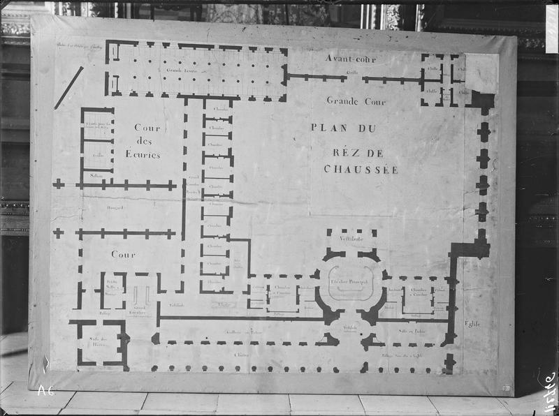 Fouille de Cluny, plan des travaux envisagés pour le bâtiment de  l'abbaye, rez-de-chaussée