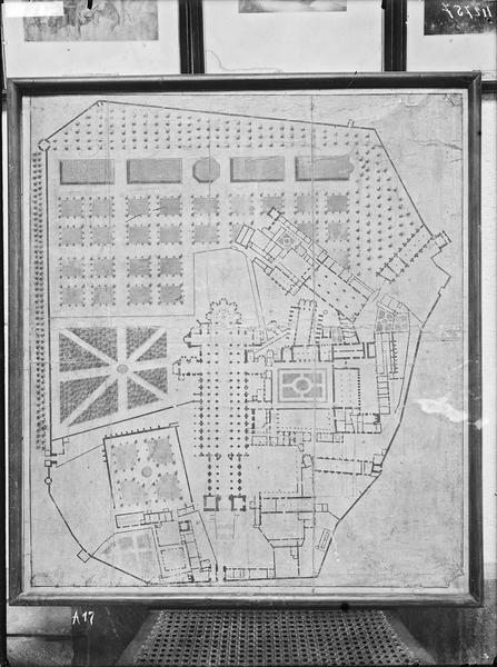 Fouille de Cluny, plan des terrains de l'abbaye vers 1715