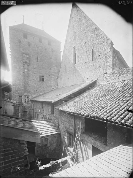 Fouille de Cluny, farinier, tour du Moulin vue du sud-est