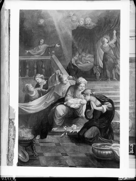 La Naissance de la Vierge, toile peinte d'un retable classé