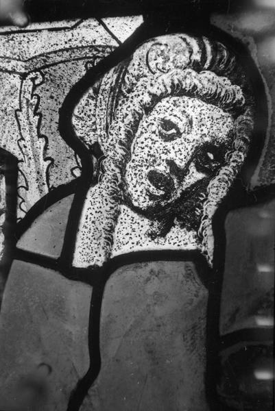 Saint Mathurin, panneau de vitrail, détail