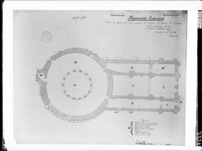 Plan à la hauteur de la nef supérieure