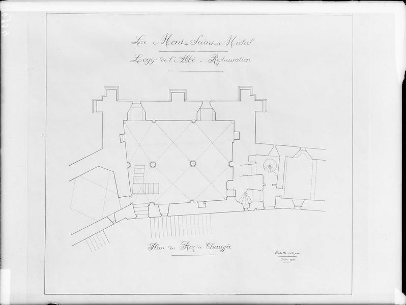 Logis de l'abbé, plan du rez-de-chaussée en cours de restauration