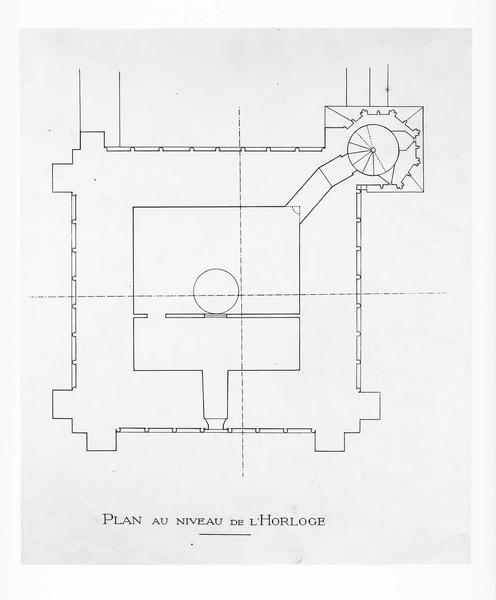 Plan du clocher au niveau de la l'horloge