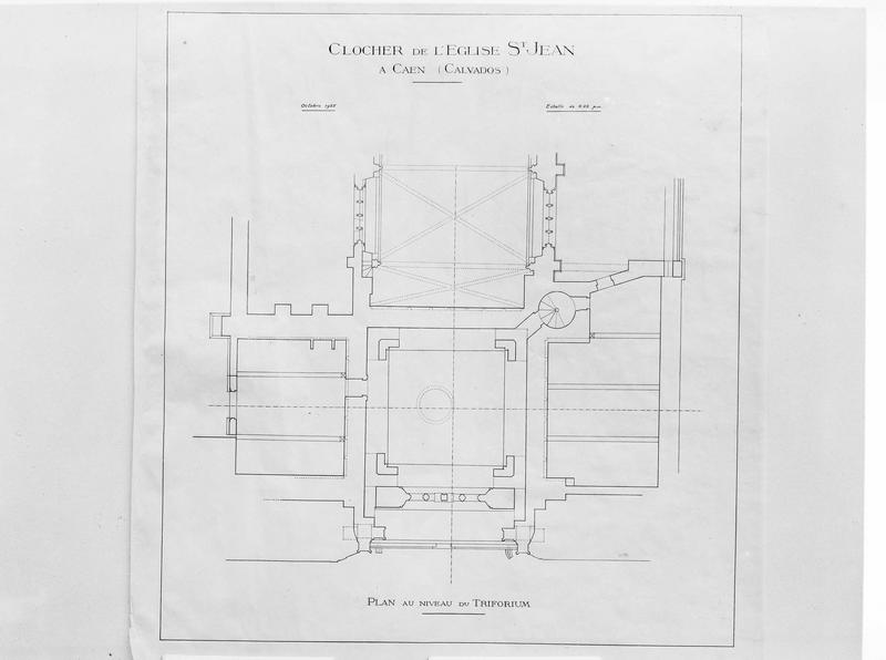 Plan du clocher au niveau du triforium