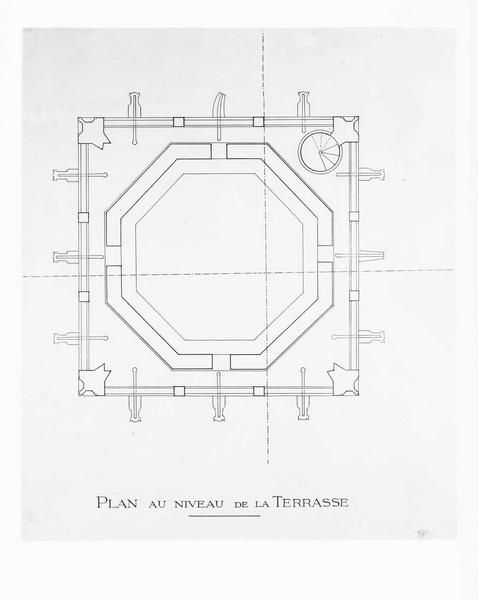 Plan du clocher au niveau de la terrasse