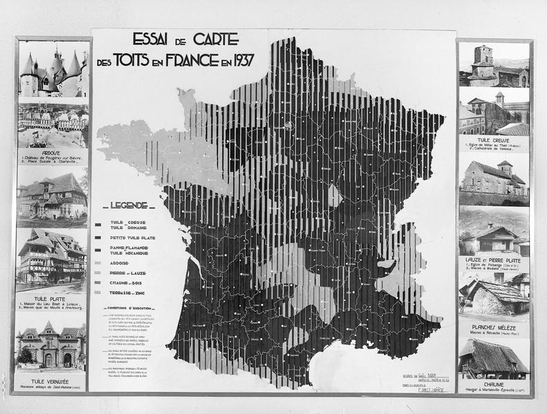Essais de carte des toits de France en 1937