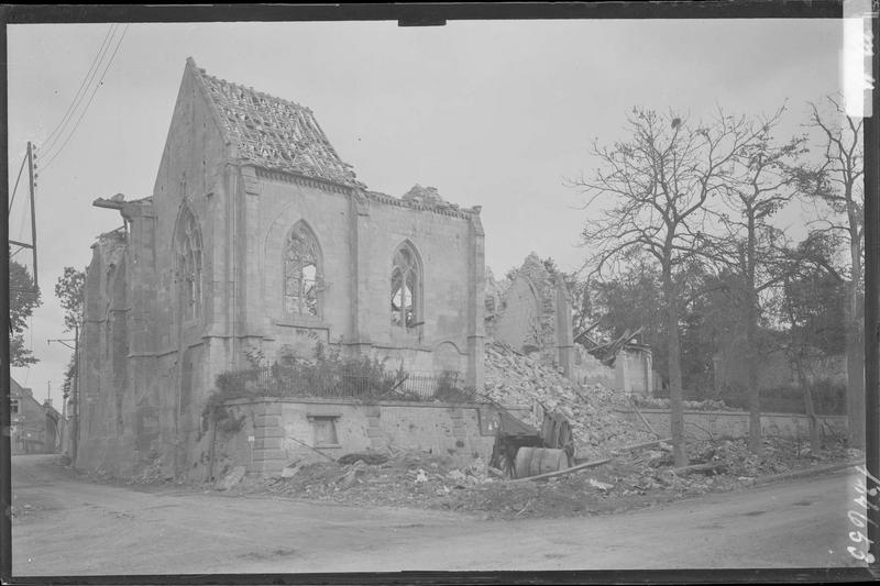 Côté sud-est après le bombardement de 1944