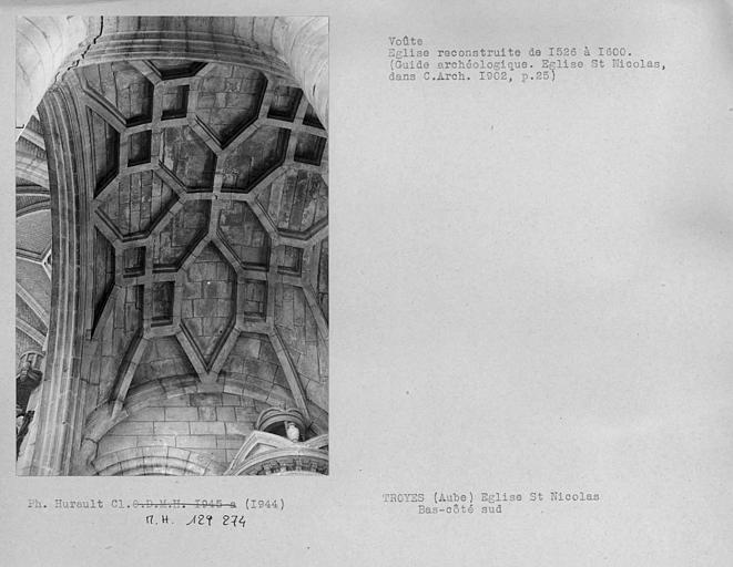 Détail de la voûte du bas-côté sud