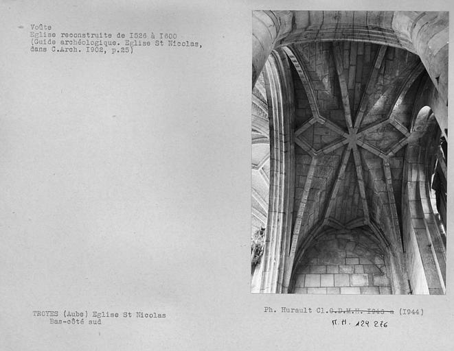 Détail de la voûte du bas-côté sud