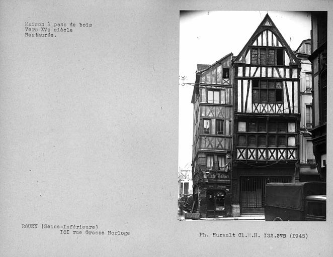 Façade à pans de bois restaurée, vue d'ensemble