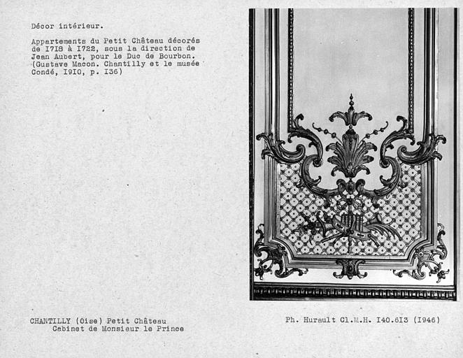 Décor du cabinet de Monsieur le Prince, détail du côté opposé aux fenêtres du cabinet de Mr le Prince