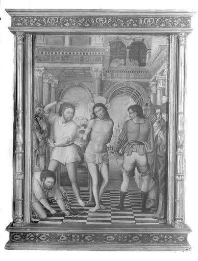 Flagellation, peinture attribuée à Borgognone, Italie, n°22