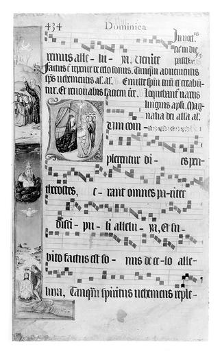 La Pentecôte, baptême du Christ,  lettre ornée, antiphonaire, n°59