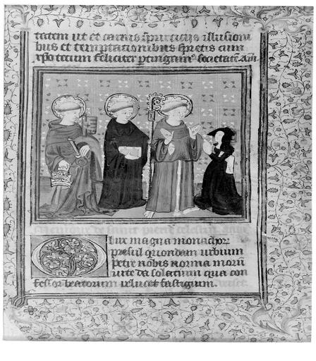 Saint Pierre, sainte Bénigne, Célestin, saint François d'Assise, religieuses, livre d'heures, n°39