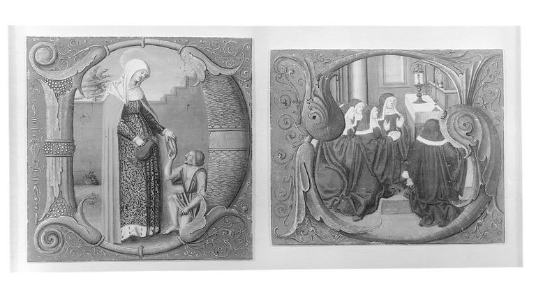 Sainte Elisabeth, bénédictines en adoration, lettres historiées, école flamande, n°45-46