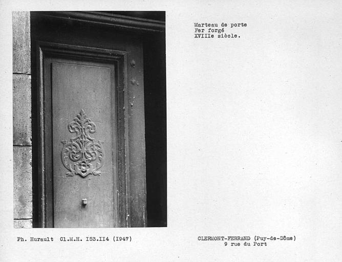 Platine de marteau de porte en fer forgé