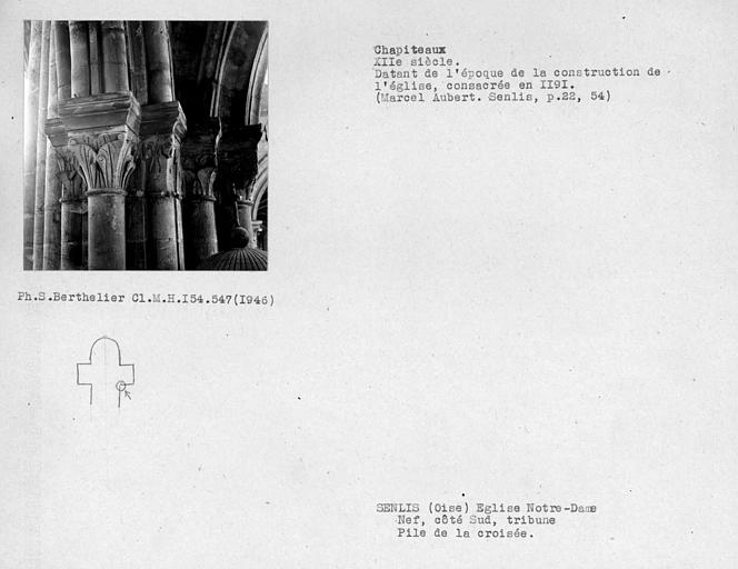 Chapiteau de la pile de la croisée, tribune du côté sud de la nef