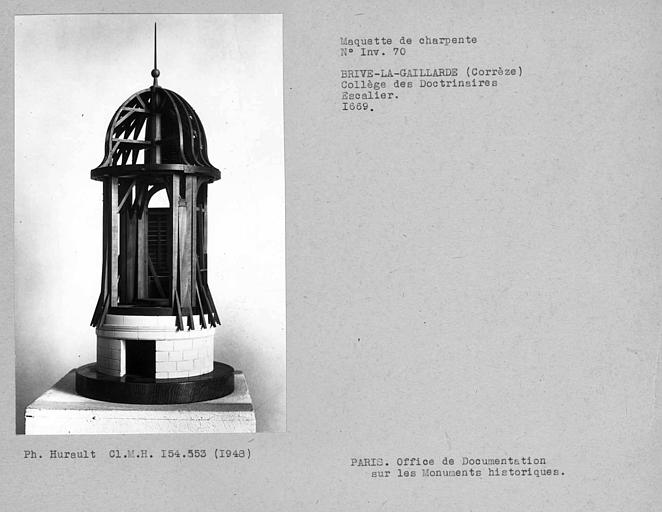 Maquette de charpente du dôme d'escalier