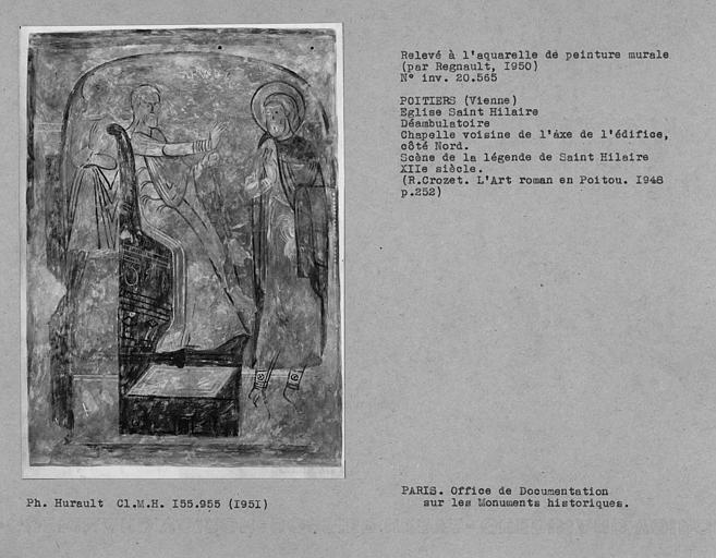 Relevé de peinture murale de la troisième chapelle du déambulatoire côté gauche, registre supérieur