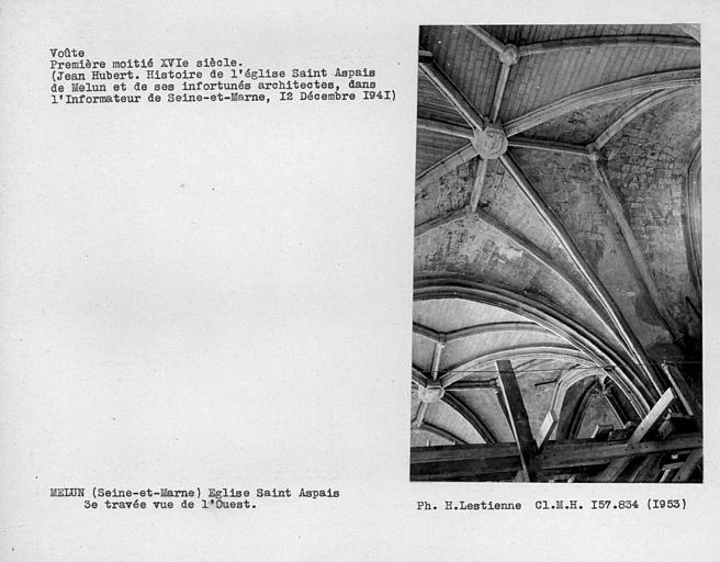 Voûte de la troisième travée de collatéral sud de la nef, vue de l'ouest