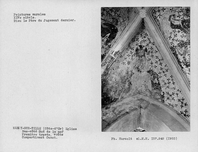 Première travée du bas-côté sud de la nef, peinture murale du compartiment ouest de la voûte