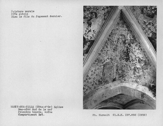 Première travée du bas-côté sud de la nef, peinture murale du compartiment est de la voûte