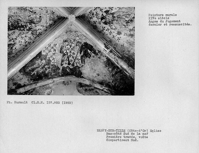 Première travée du bas-côté sud de la nef, ensemble de la peinture murale du compartiment sud de la voûte