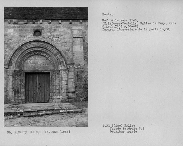 Porte et vantaux de la façade latérale sud de la nef