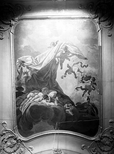 Premier étage, salon Doré, boudoir à alcôve : plafond en plâtre peint, époque Louis XVI