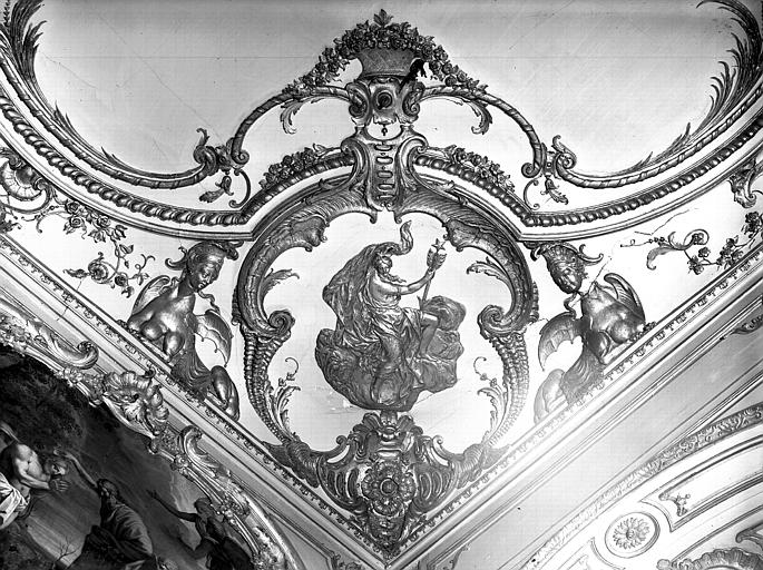 Chambre à coucher des grands appartements : cartouche, angle de la corniche