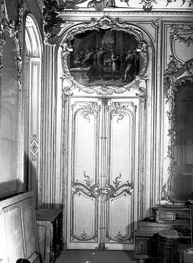 Chambre du Dais, peinture de porte : David oint par Samuel d'après Raphaël