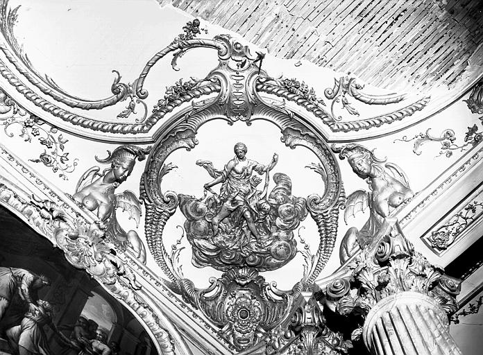 Chambre du Dais : cartouche, angle de la corniche