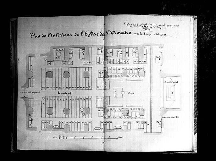 Essai sur l'histoire de la ville de Langres : plan intérieur de l'église Saint-Amâtre