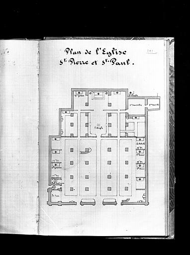 Essai sur l'histoire de la ville de Langres : plan de Saint-Pierre et Saint-Paul