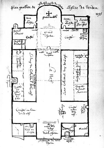 Plan grossier de l'église de Verdun (sic)