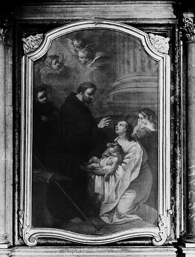 Peinture sur toile du retable du croisillon nord : Saint François de Paule ressuscitant un enfant, attribué à Restout, 18e siècle - © Ministère de la Culture (France), Médiathèque du patrimoine et de la photographie, diffusion RMN-GP