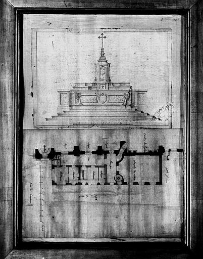 Plan et élévation de l'autel de la chapelle des Catéchismes