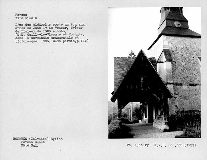 Eglise à pans de bois ; Ensemble de la face sud du porche ouest