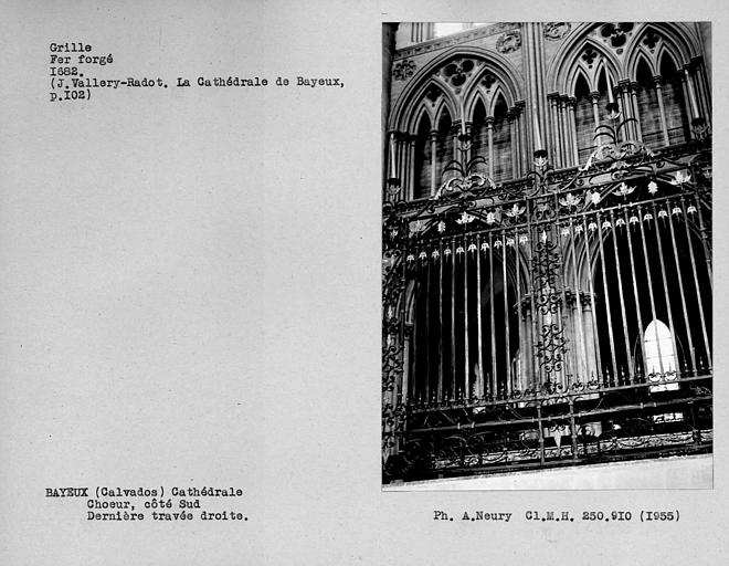 Grille en fer forgé du choeur, dernière travée droite côté sud