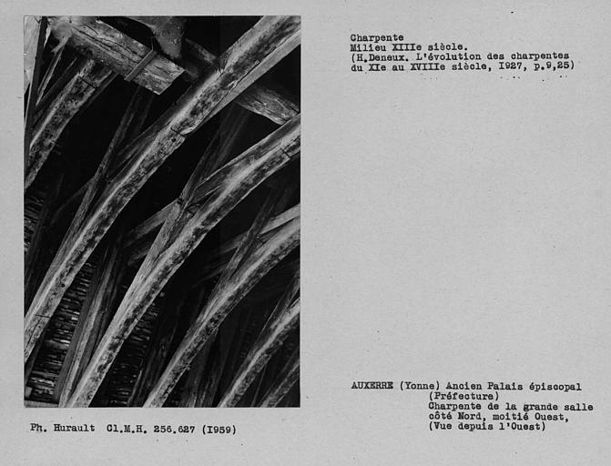 Charpente du comble de la grande salle, moitié ouest supérieure du côté nord, vue de l'ouest