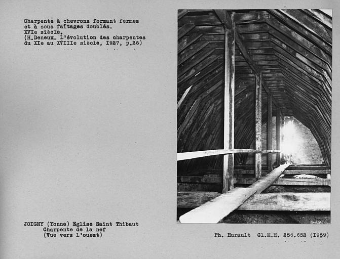 Charpente à chevrons-portant-fermes et à sous-faîtages doublés de la nef, ensemble vers l'ouest